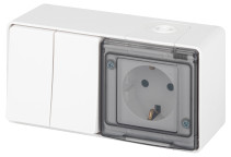 Socket Block with Switch ERA Expert 11-7502-01 Dual IP55 16A-10AX-250V AC White