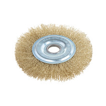 Щетка для УШМ плоская 150 мм, посадка 22.2 мм, латунированная проволока d=0.3мм, 3750 об/мин ARNEZI R8042150