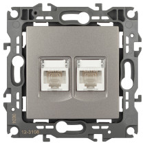Розетка ЭРА Серия 12 12-3108-16 информационная двойная 2XRJ45 титан