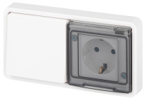 Socket block with switch ERA Expert 11-7521-01 IP55 16A-10AX-250V Horizon. SU white