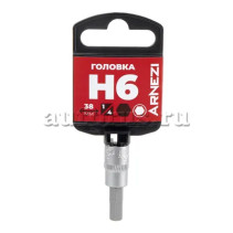 Головка 1/4" со вставкой HEX H6 L=38, на холдере ARNEZI R0004306