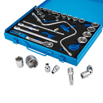 Набор шестигранных торцевых головок NORGAU Industrial с аксессуарами 1/2", 29 предметов, N1929-S836 в металлическом ящике