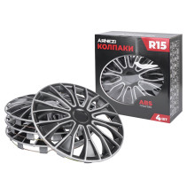 Caps R15 Meteor 4 pcs (silver-black matte) ABS plastic ARNEZI A0702010