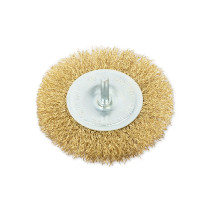 Щетка для дрели плоская 100 мм, со шпилькой, латунированная проволока d=0.3мм, 4500 об/мин ARNEZI R8041100