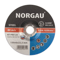 Круг шлифовальный по стали NORGAU Industrial NT-RPO 24, 150х6х22.2 мм