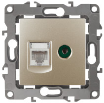 Розетка ЭРА Серия 12 12-3110-04 комбинированная RJ45+TV IP20 шампань