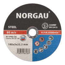 Круг отрезной NORGAU Industrial по стали NT-PRO 30, 180х3х22.2 мм