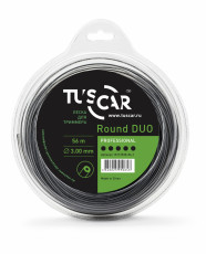 Леска для триммера TUSCAR Round DUO, Professional, 3.0mm*56m