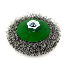 Conical ear brush D100*M14, pile corrugation stainless steel 0.30 (13-022)