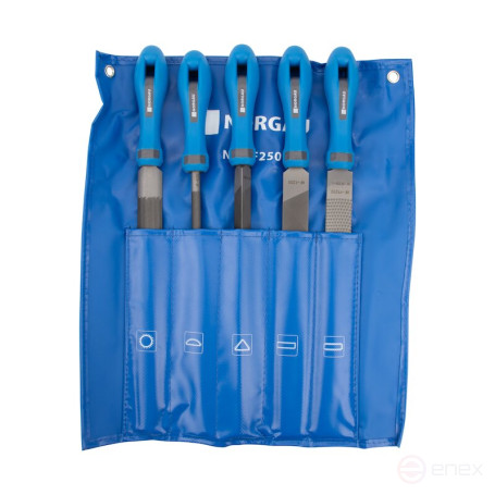 Набор напильников NORGAU Industrial 250 мм, 5 предметов