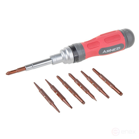 Ratchet screwdriver with replaceable rods 19pr. metal S2 Profi ARNEZI R2042005