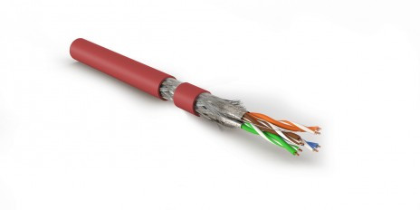 SFTP4-C7-P26-IN-LSZH-RD-500 (500 m) Twisted pair cable, shielded S/FTP, category 7 (600 MHz), 4 pairs (26 AWG), stranded (patch), LSZH, ng(A)-HF, red