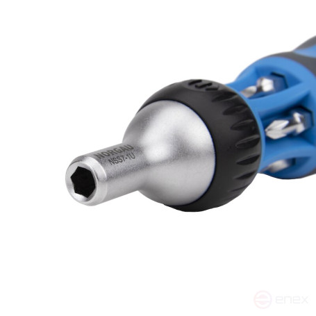Отвертка NORGAU Industrial с реверсивной трещоткой и сменными битами, NSS7-1U