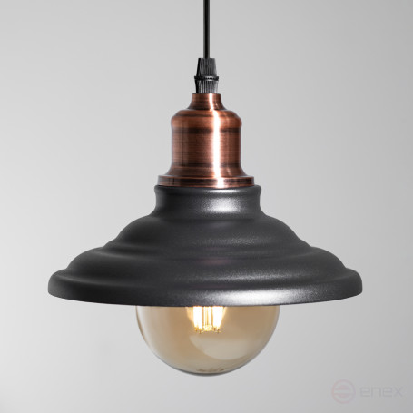 ERA PL4 BK/RC Pendant Lamp for E27 lampshade height 80mm Suspension 800mm Black/copper