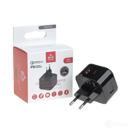 Сетевое зарядное устройство 20W USB-A (QC3.0), Type-C (PD3.0) ARNEZI A0605102