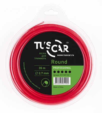 Леска для триммера TUSCAR Round, Professional, 2.7mm*35m