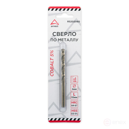 Metal drill bit HSS 6.0mm Cobalt 5% ARNEZI R5202060