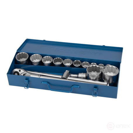 Set of hexagon socket heads with accessories NORGAU Industrial 3/4", 17 pieces, ND3217-S2260 in a metal box
