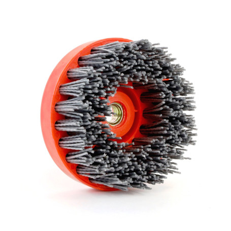 Nylon cup brush D110*M14 P60 pile polymer abrasive on wood for UPM USM (6-003)