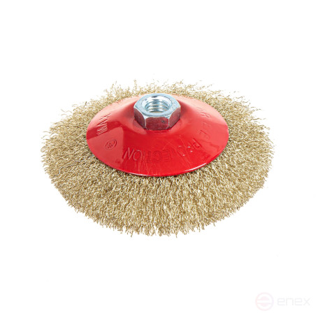 125 mm conical ear brush, M14 fit, latuned wire d=0.3mm, 8500 rpm ARNEZI R8044125