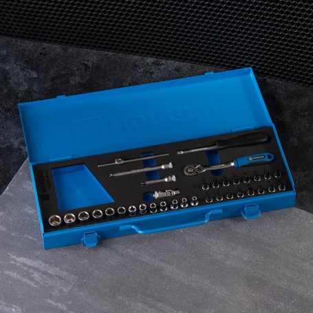 Set of hexagon socket heads NORGAU Industrial with 1/4" accessories, 35 pieces, N2035-S414 in a metal box