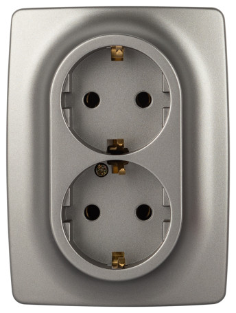 Розетка ЭРА Серия 12 12-2106-16 двойная 2X2P+E Schuko 16А-250В титан