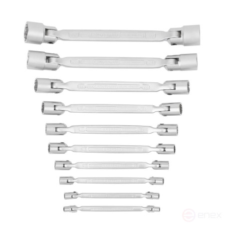 Набор торцевых двусторонних шарнирных ключей NORGAU Industrial NBS34-010, 10 предметов