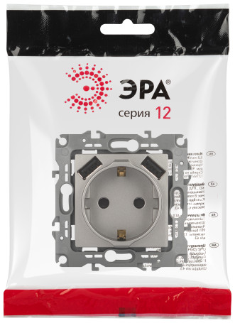 Розетка ЭРА Серия 12 12-4109-16 2P+E 16A-250В шторками с 2xUSB 5В-3А титан