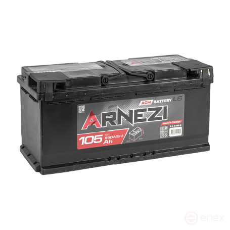 Аккумулятор ARNEZI AGM Start-stop 105 А/ч обратный R+ 390x175x190 L6 EN 950 А