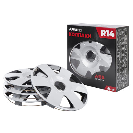 Caps R14 Epsilon 4 pcs (silver-black) ABS plastic ARNEZI A0702045