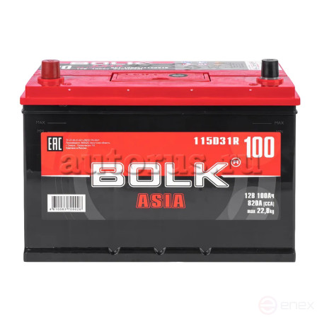Аккумулятор BOLK ASIA 100 А/ч прямой L+ 306x175x225 D31 EN 820 А