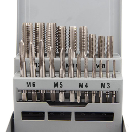 Set of hand taps and dies NORGAU Industrial M3-M12, HSS, 21 pieces