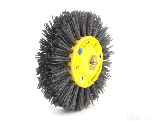 Disc brush D150*40*M14, pile polymer abrasive P60 on wood for UPM USM (Bulgarian) (6-011)
