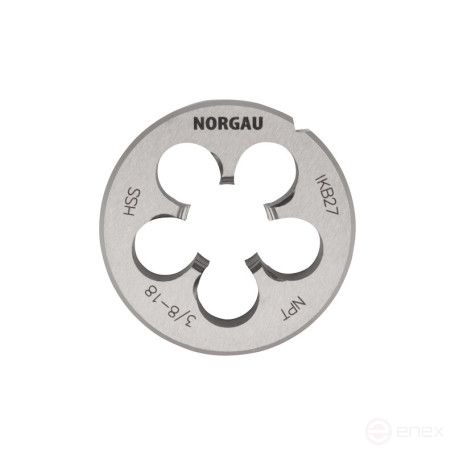 Плашка круглая NORGAU Industrial по металлу HSS NPT 3/8x18, Form B