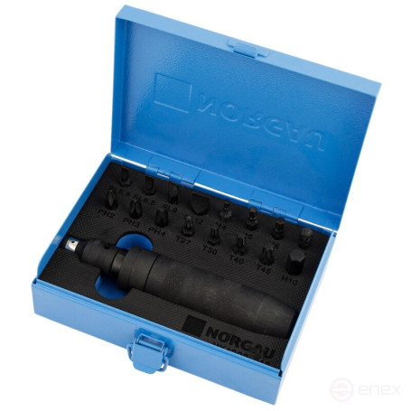 Отвертка ударная с набором бит NORGAU Industrial в ящике 18 предметов, NK1900-18