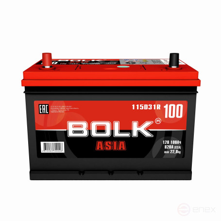 Аккумулятор BOLK ASIA 100 А/ч прямой L+ 306x175x225 D31 EN 820 А