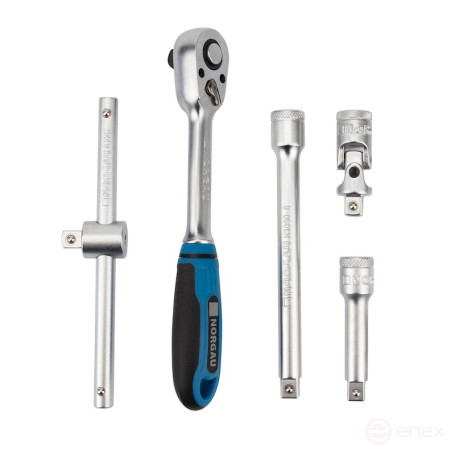 Set of hexagon socket heads NORGAU Industrial with accessories 1/2", 19 pieces, N1919-S1032 in a metal box