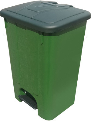 Garbage can 65l. frost. with lid, with pedal drive color. green