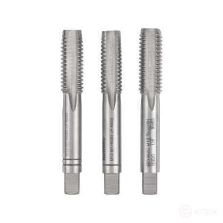 Комплект ручных метчиков NORGAU Industrial левого вращения M12, HSS, 3 предмета