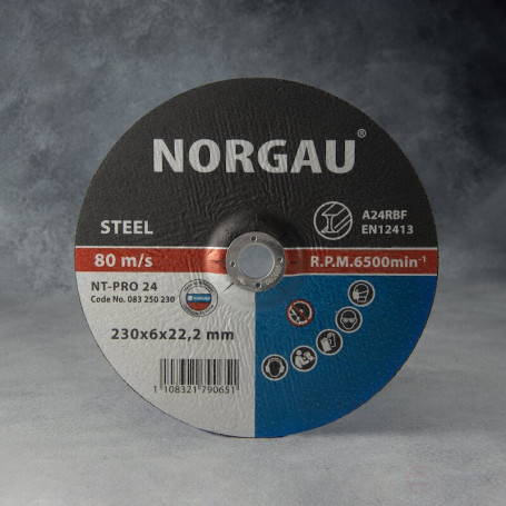 Круг шлифовальный NORGAU Industrial по стали NT-PRO 24, 230х6х22.23 мм