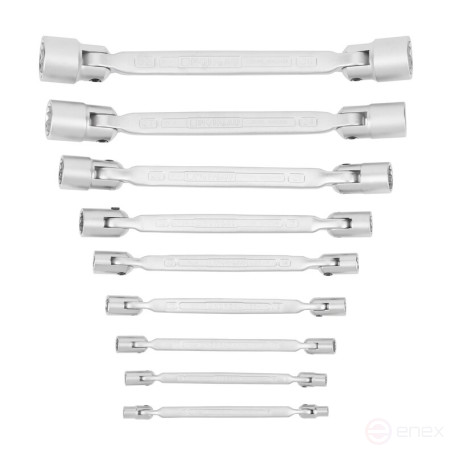 Set of socket double-sided hinge wrenches NORGAU Industrial NBS34-090, 9 pieces