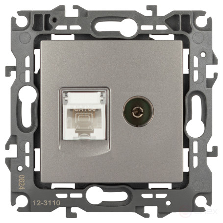 Розетка ЭРА Серия 12 12-3110-16 комбинированная RJ45+TV, титан
