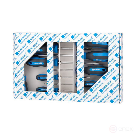 Set of screwdrivers NORGAU Industrial with two-component handles and magnetic stinger 10 pcs