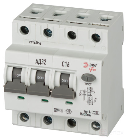 Automatic differential current switch 6kA ERA PRO D326E4C16A30 AD-32 electronic 3P+N C16 30mA type A