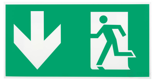 Пиктограмма ЭРА INFO-SSA-118 бэклит 259x128мм Человек-стрелка-вниз зеленая SSA-103