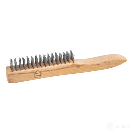Metal 4-row stripping brush, with wooden handle, wire d=0.3mm ARNEZI R8040314