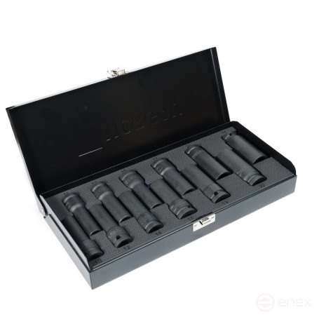 Набор шестигранных ударных торцевых головок NORGAU Industrial удлиненных 1/2’’, 12 предметов, N19KL-012 в металлическом ящике