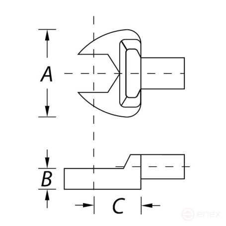 Насадка рожковая NORGAU Industrial для динамометрического ключа 15, прямоугольный привод 14х18