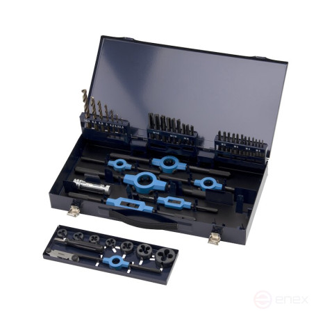 Set of hand taps and dies NORGAU Industrial M3-M12, HSS-E/VAP, 45 items