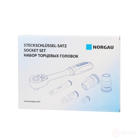 Набор шестигранных торцевых головок NORGAU Industrial с аксессуарами 1/2"-1/4", 58 предметов, N192058-S432 в металлическом ящике